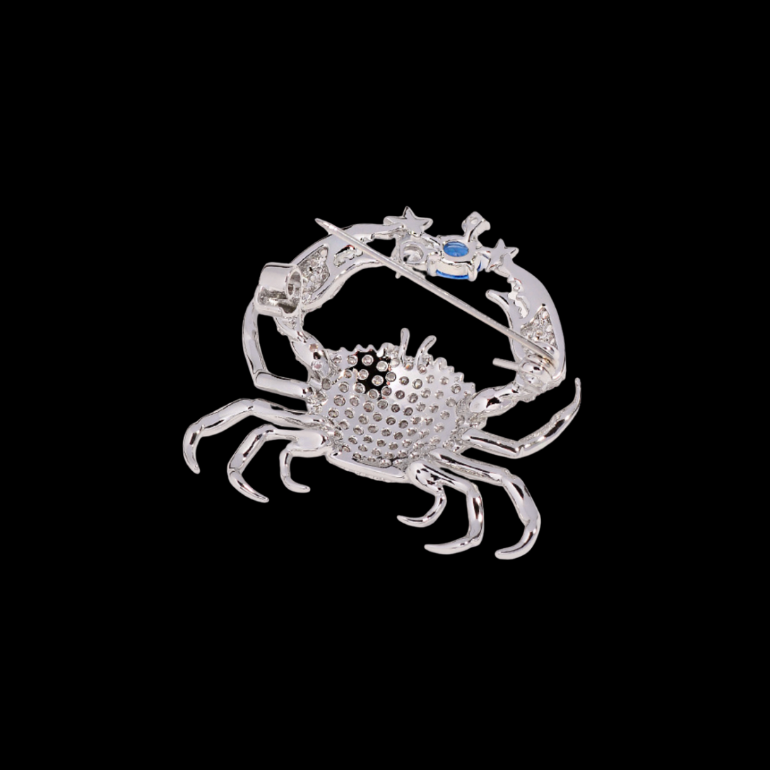 AVELIA Blue Crystal Crab Brooch