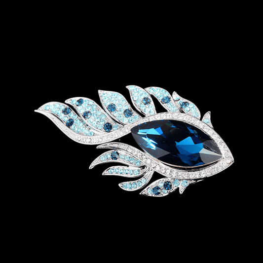 AVELIA Blue Crystal Feather Brooch