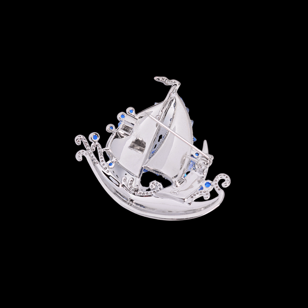AVELIA Vintage Blue Ship Brooch