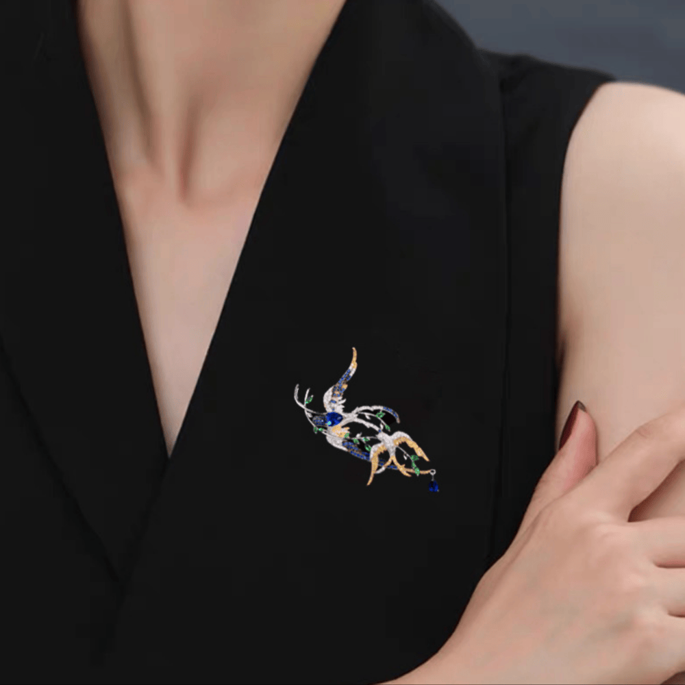 AVELIA Blue Swallow Brooch