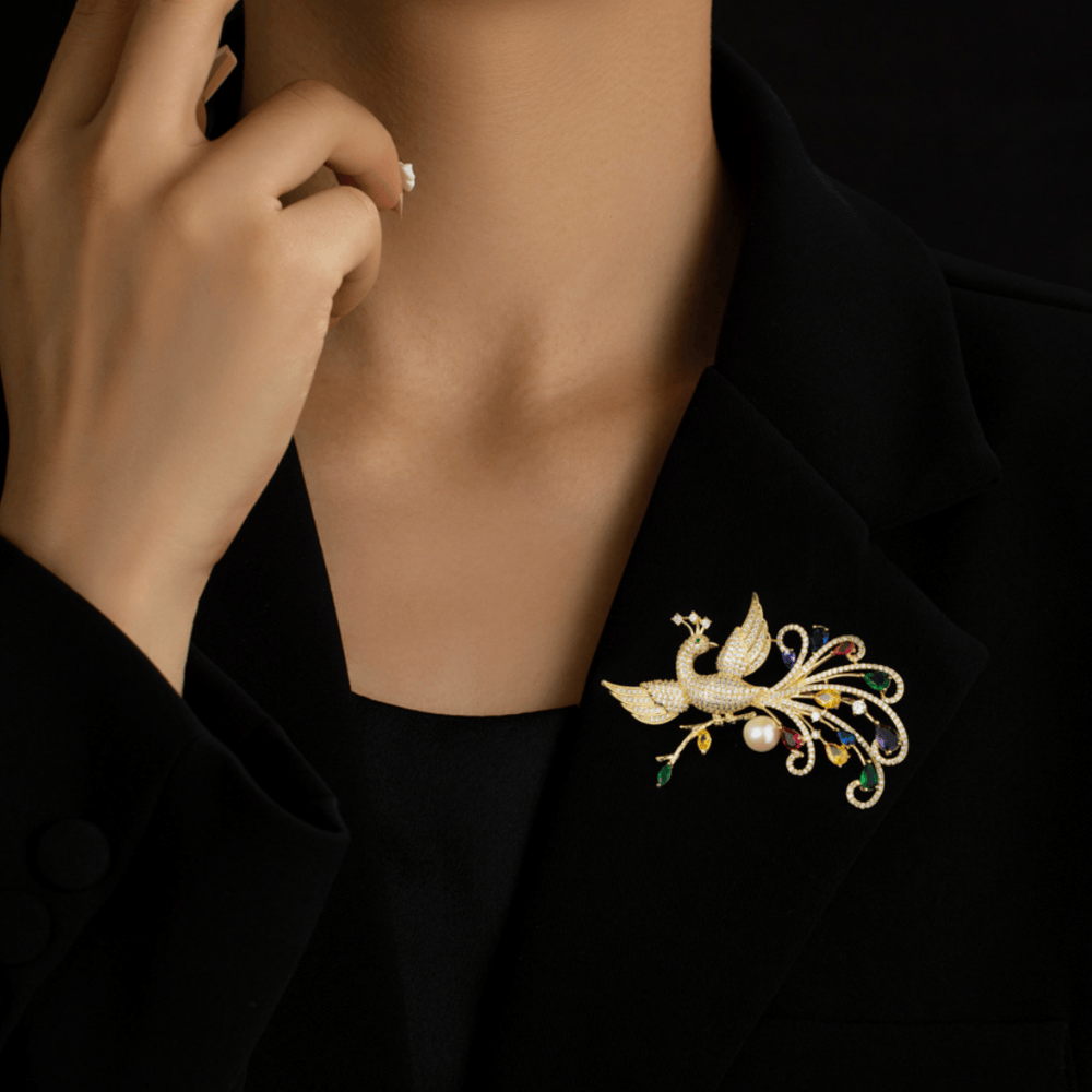 AVELIA Colorful Peacock Brooch