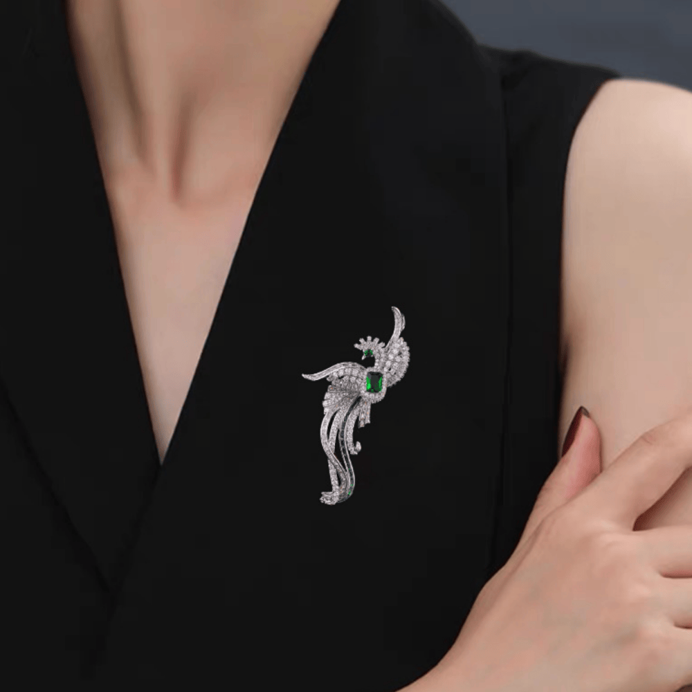 AVELIA Emerald Phoenix Bird Brooch