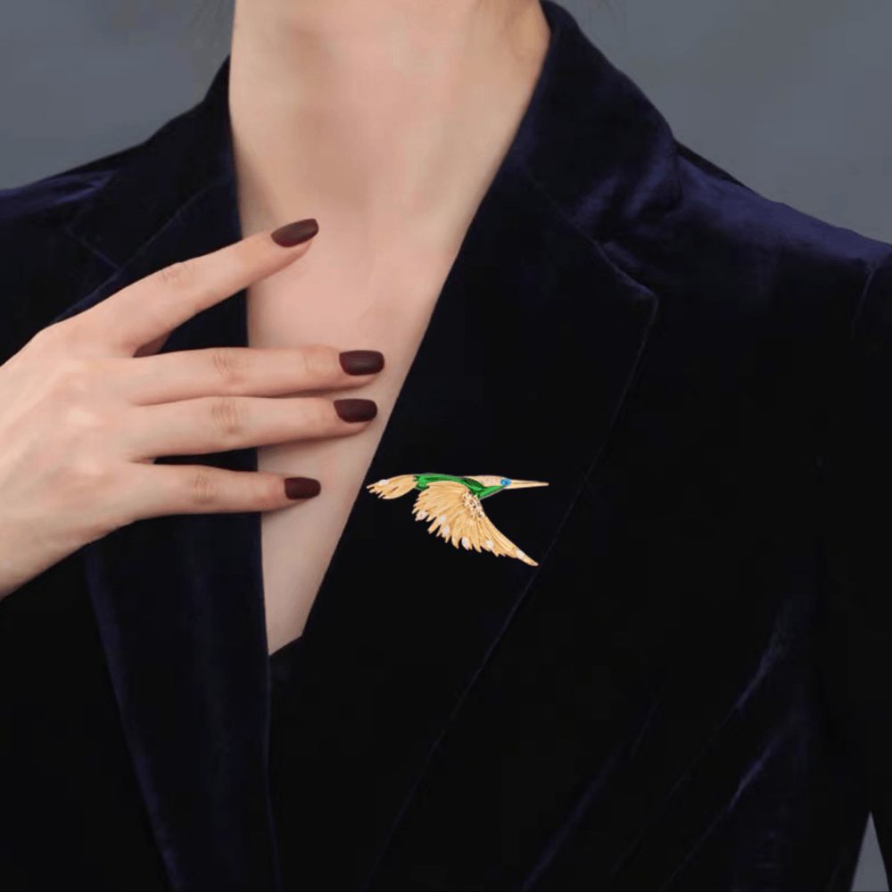 AVELIA Enamel Hummingbird Brooch