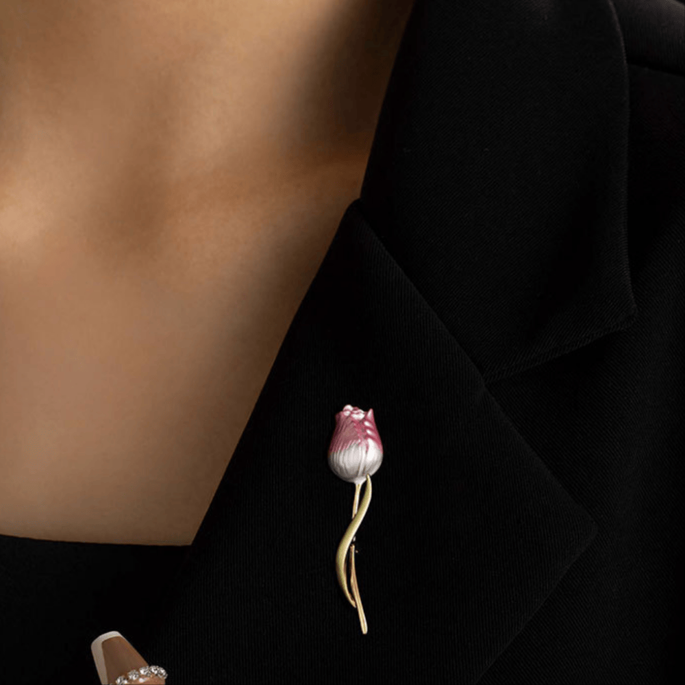 AVELIA Enamel Pink Rose Brooch