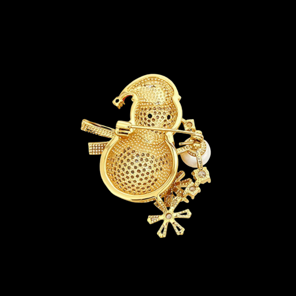 AVELIA Gold Christmas Snowman Brooch