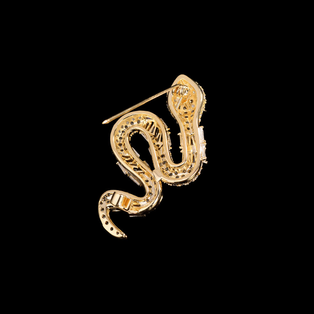 AVELIA Gold Crystal Snake Brooch