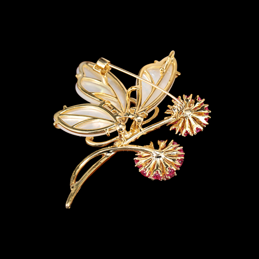 AVELIA Gold Dandelion Butterfly Brooch