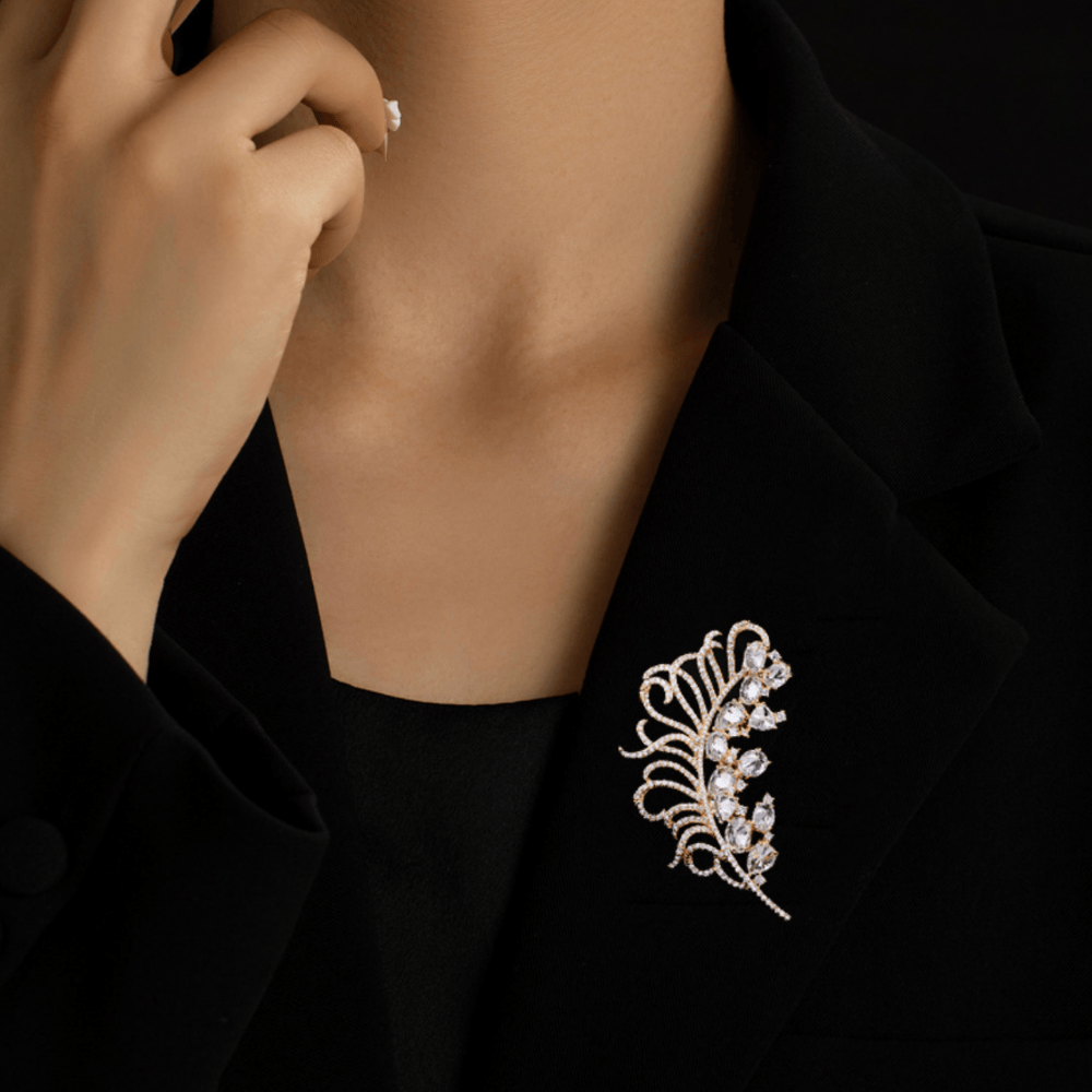 AVELIA Gold Feather Brooch