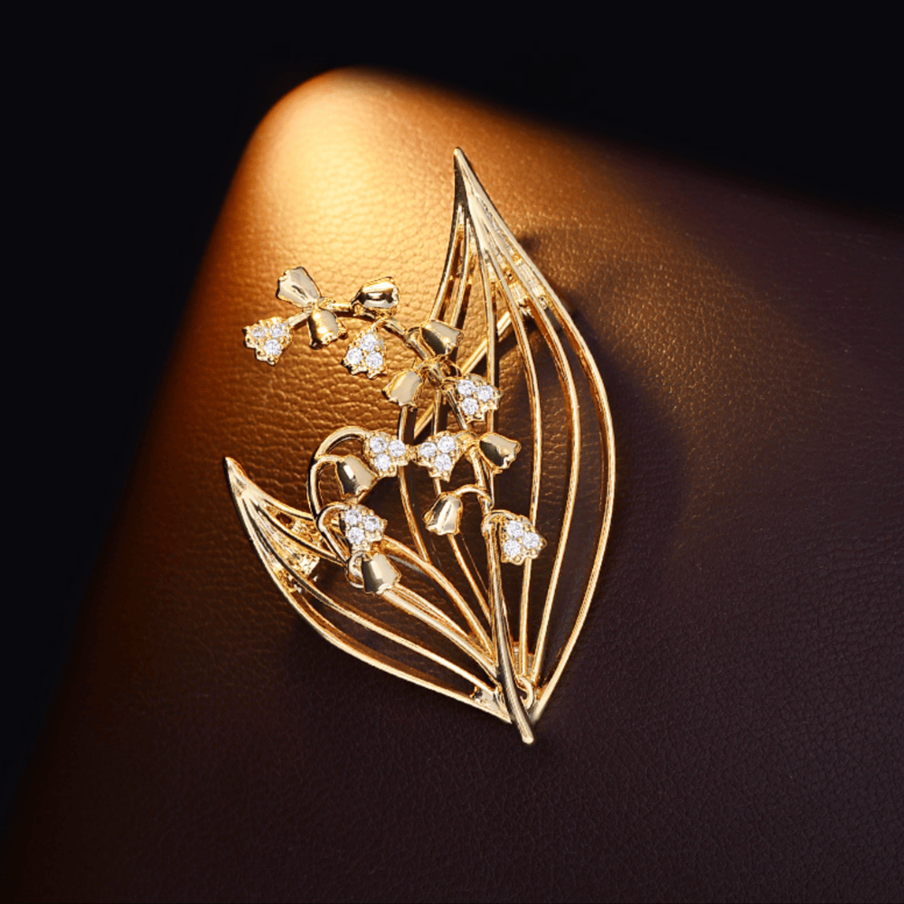 AVELIA Gold Lily of the Valley Brooch