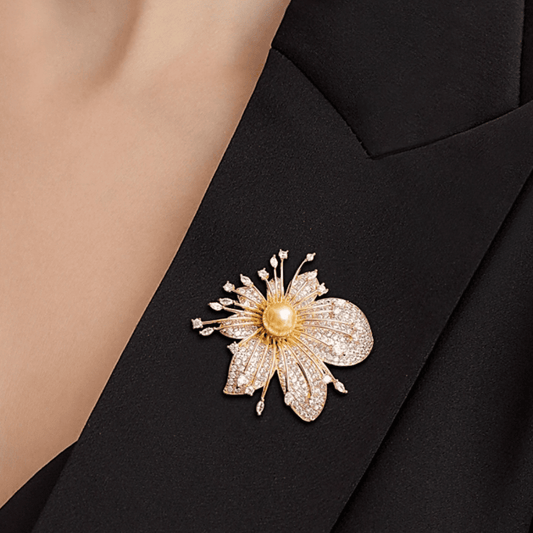 AVELIA Gold Orchid Brooch