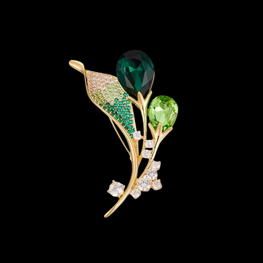 AVELIA Green Crystal Flower Brooch
