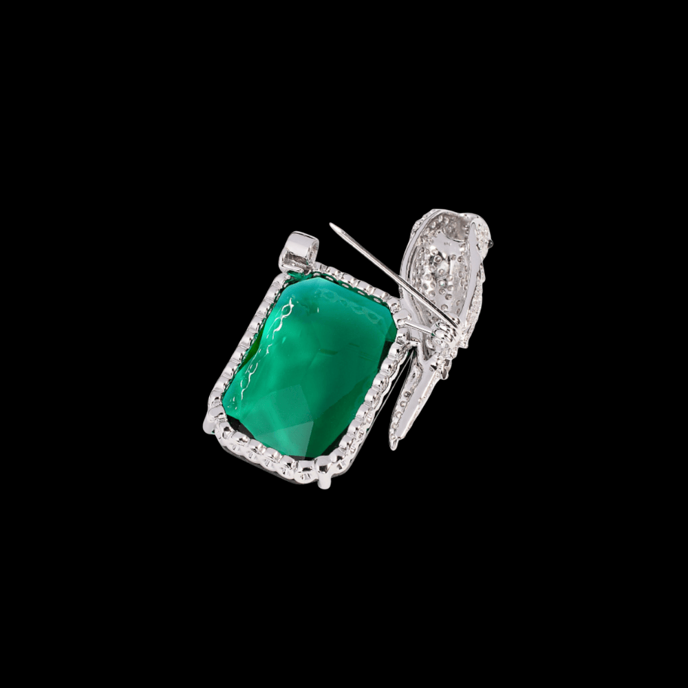 AVELIA Green Rhinestone Parrot Brooch