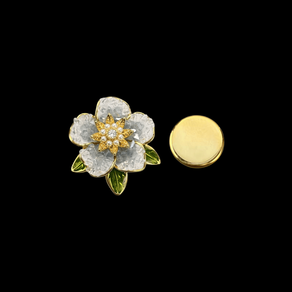 AVELIA Magnetic Blue Crystal Gardenia Brooch