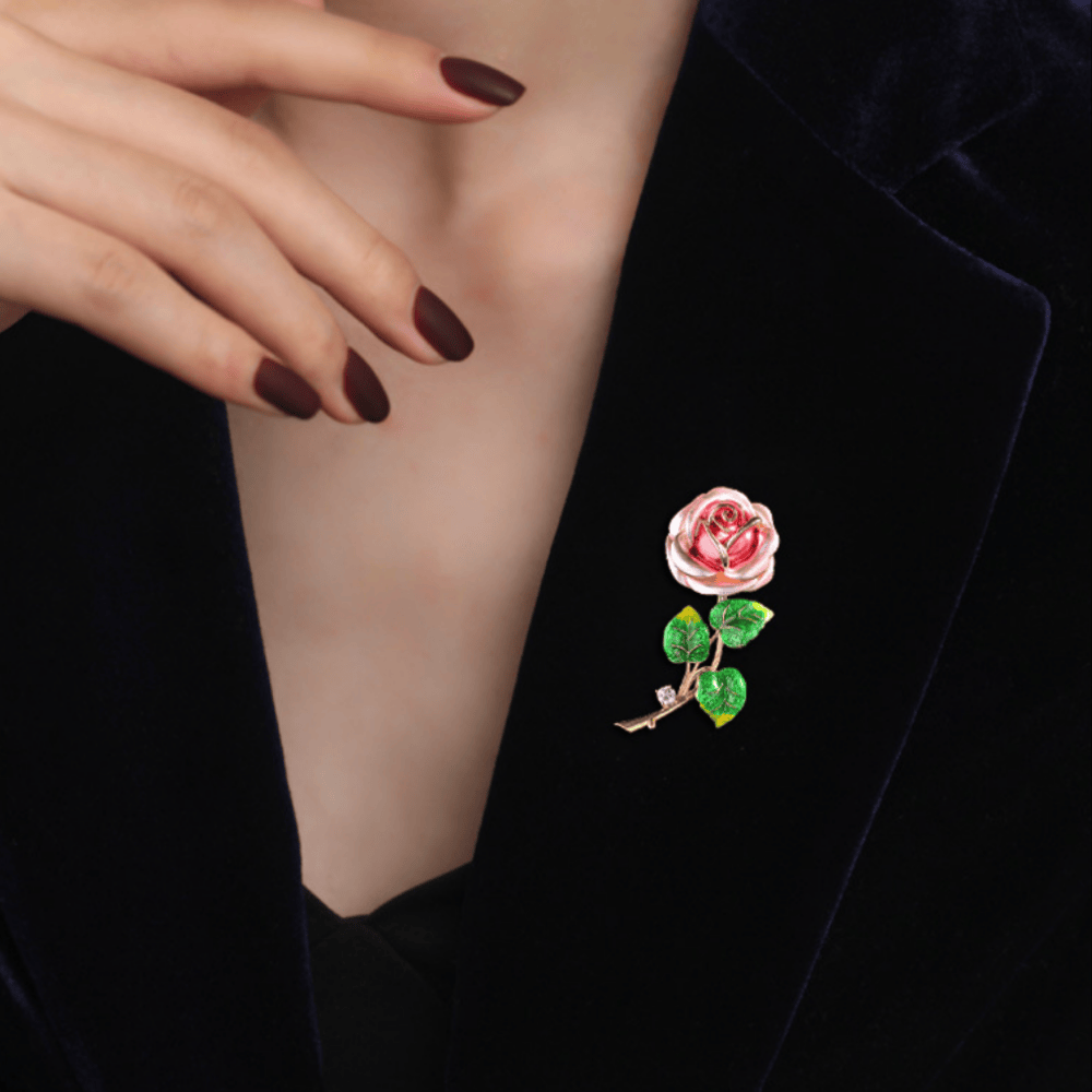AVELIA Monet Enamel Rose Brooch