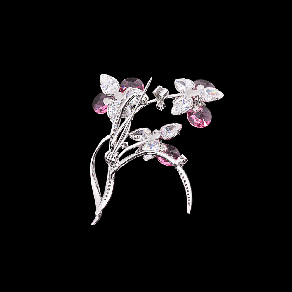AVELIA Pink Crystal Orchid Brooch