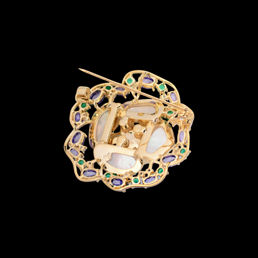 AVELIA Purple Crystal Camellia Brooch