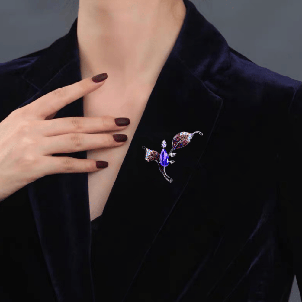 AVELIA Purple Crystal Orchid Brooch