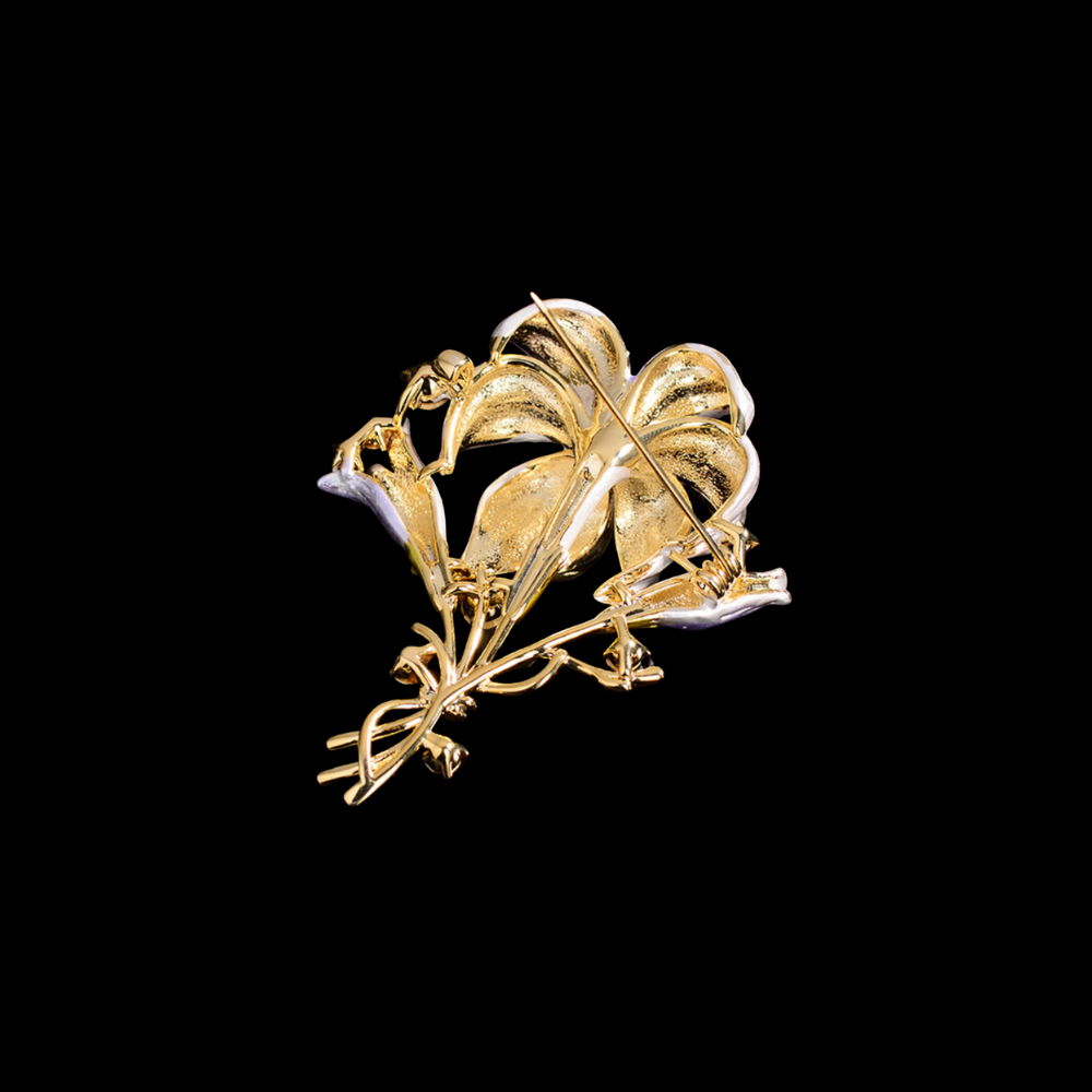 AVELIA Purple Enamel Lily Brooch
