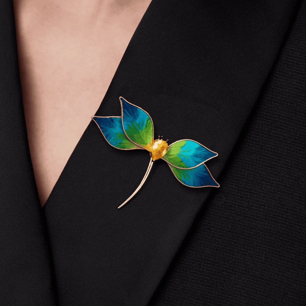 AVELIA Silk Velvet Crystal Dragonfly Brooch
