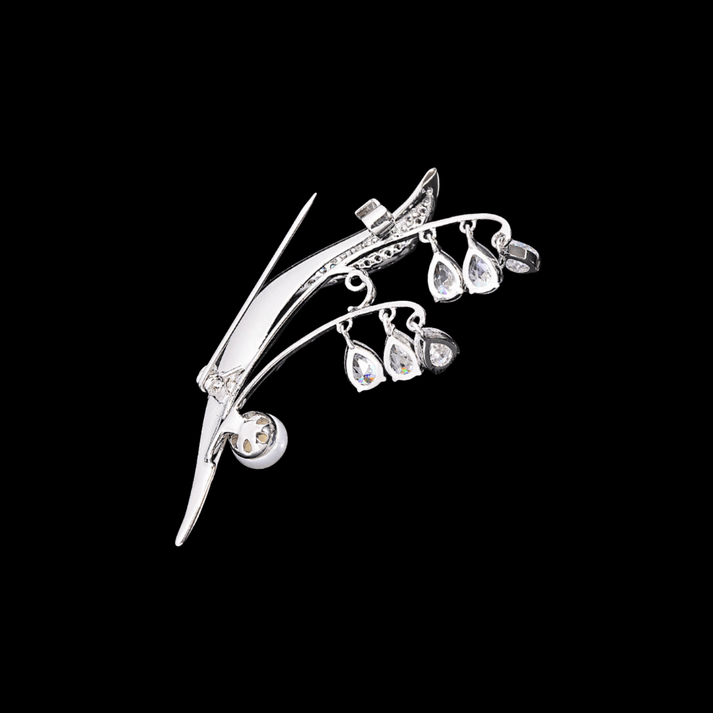 AVELIA Silver Crystal Lily of the Valley Brooch