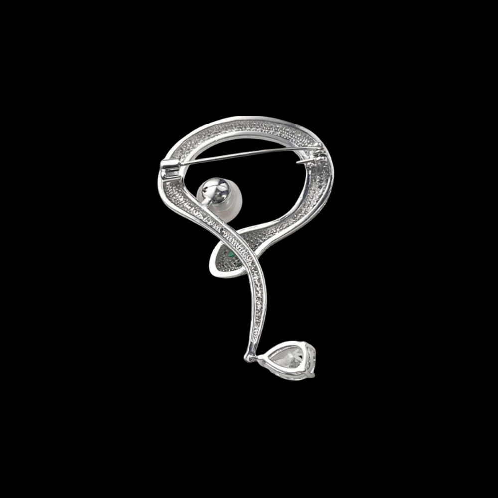 AVELIA Silver Crystal Snake Brooch