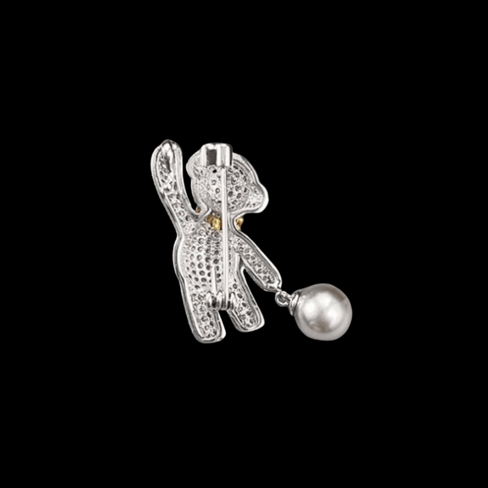 AVELIA Silver Pearl Bear Brooch