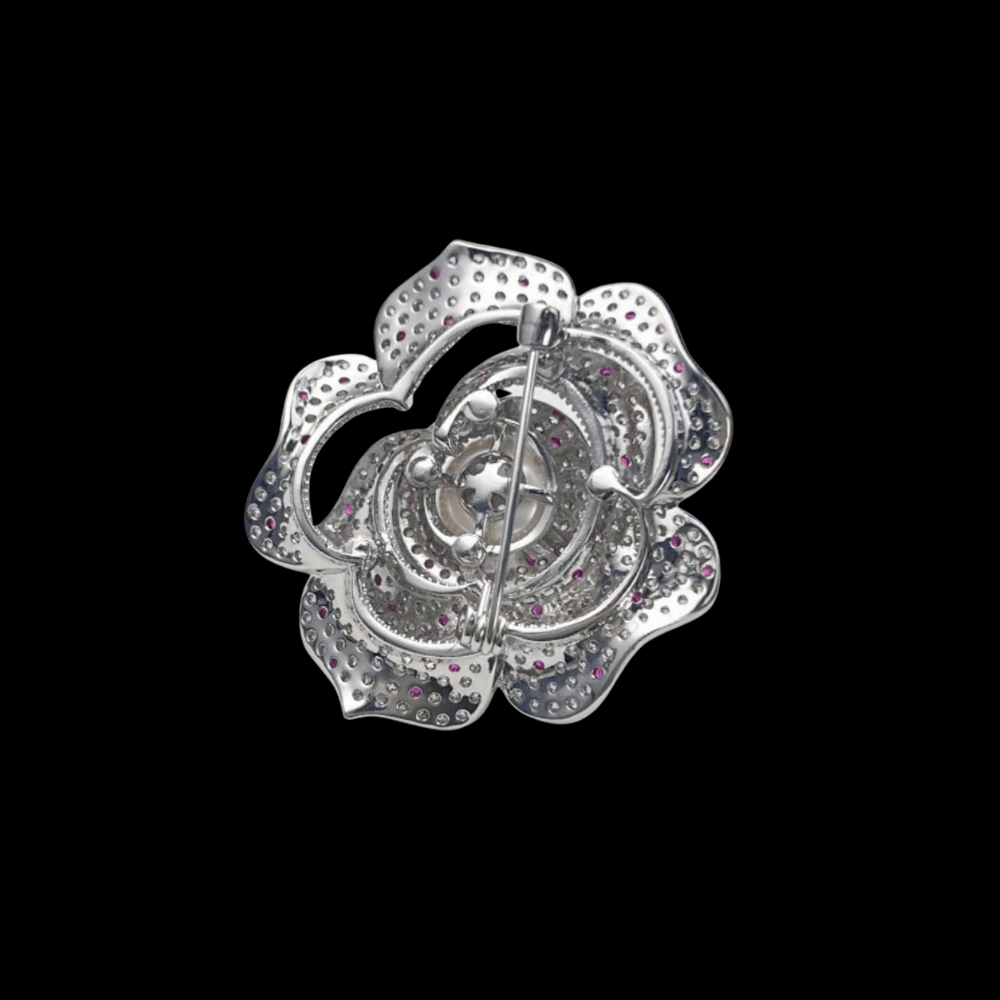 AVELIA Silver Pearl Camellia Brooch