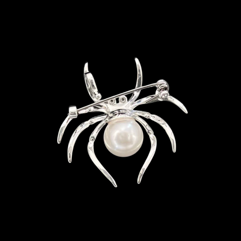 AVELIA Silver Pearl Spider Brooch