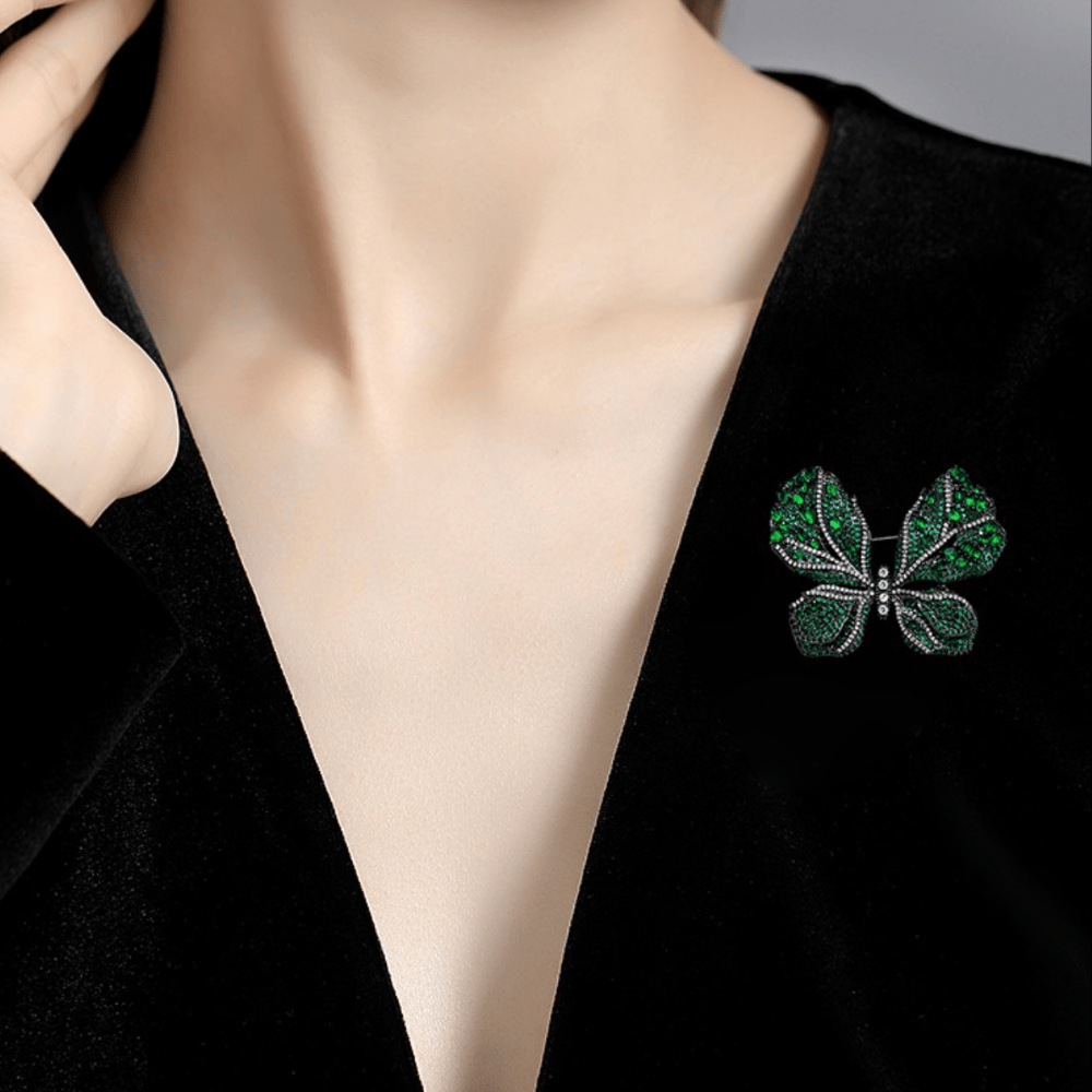 AVELIA Vintage Green Butterfly Brooch