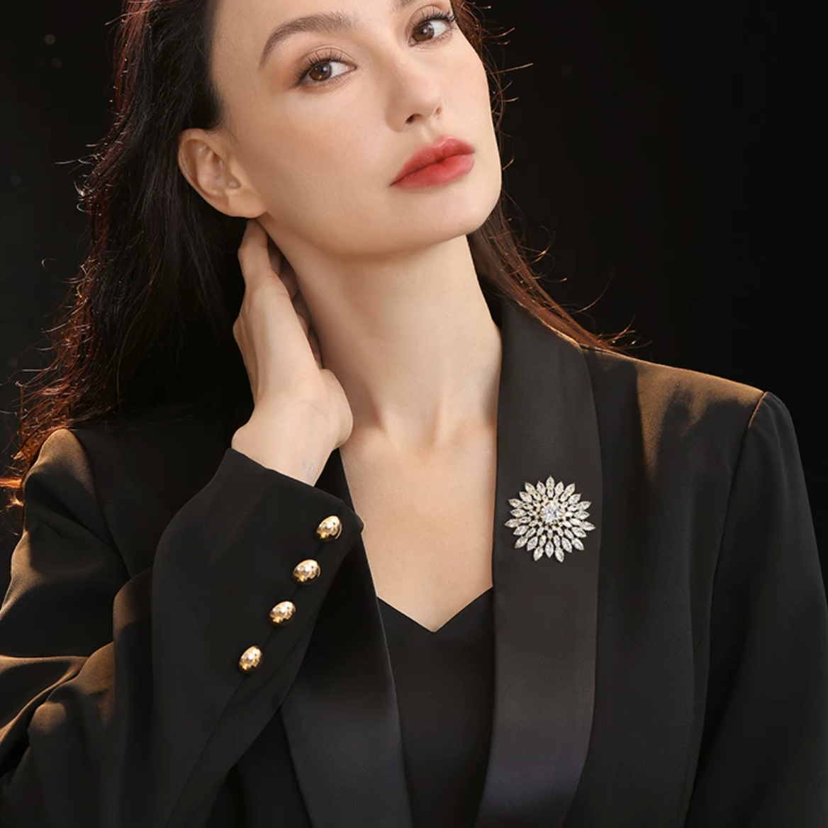 AVELIA Crystal Snowflake Starburst Brooch