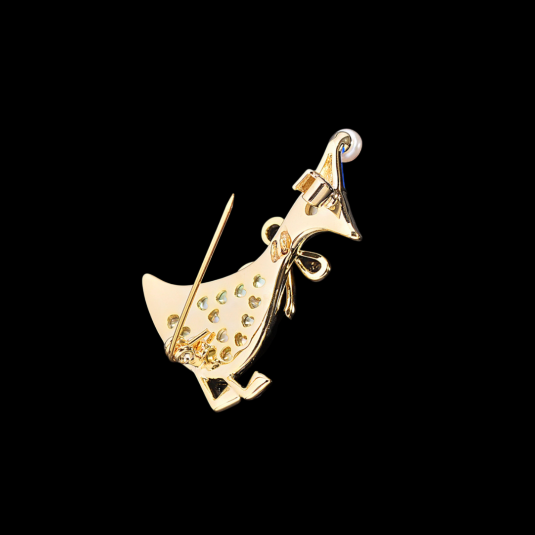 AVELIA Mother of Pearl Goose Brooch with Party Hat