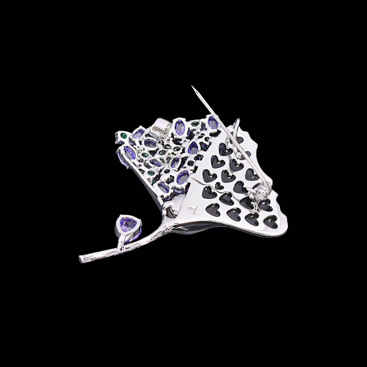 AVELIA Purple Crystal Ginkgo Pearl Brooch