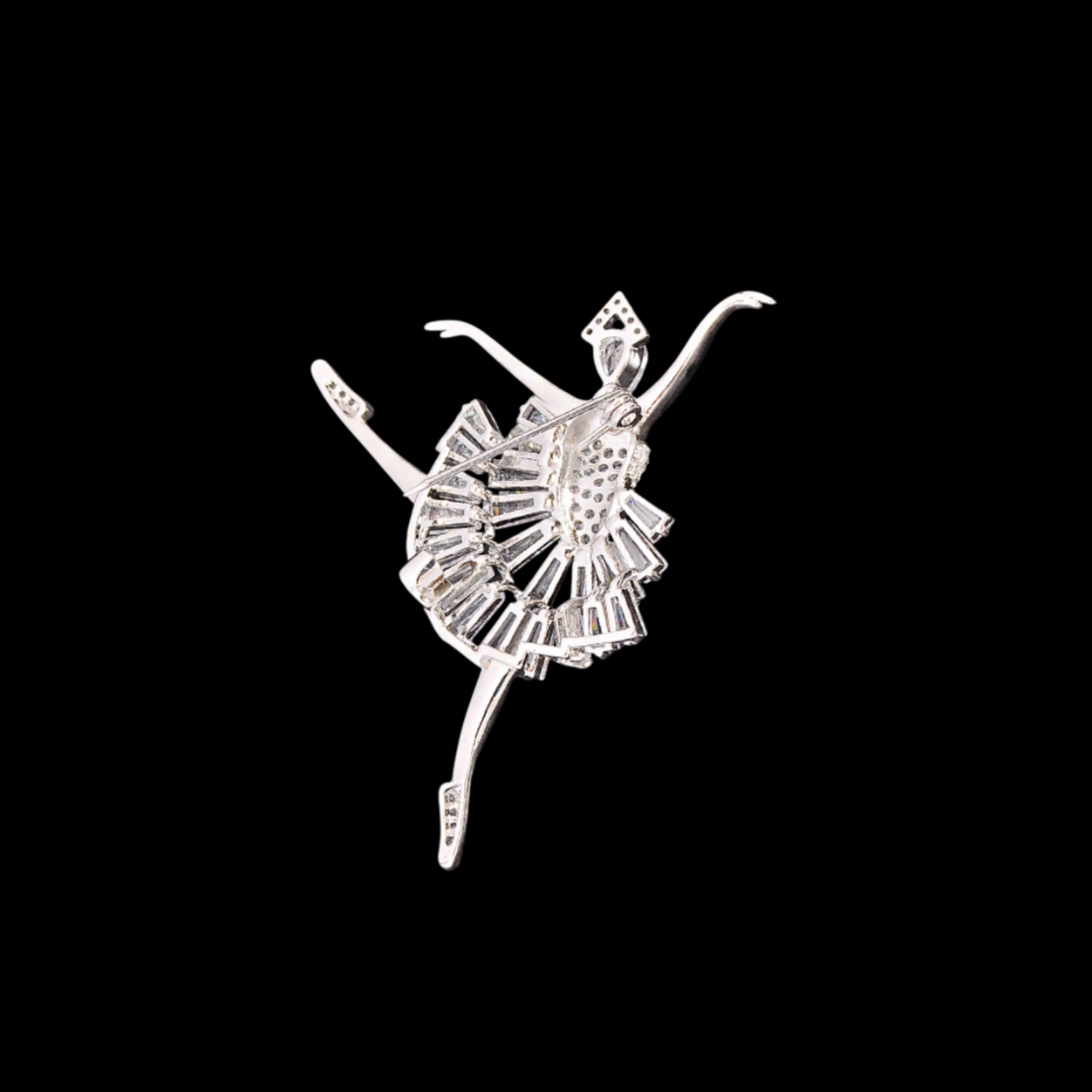 AVELIA Silver Crystal Ballet Dancer Brooch