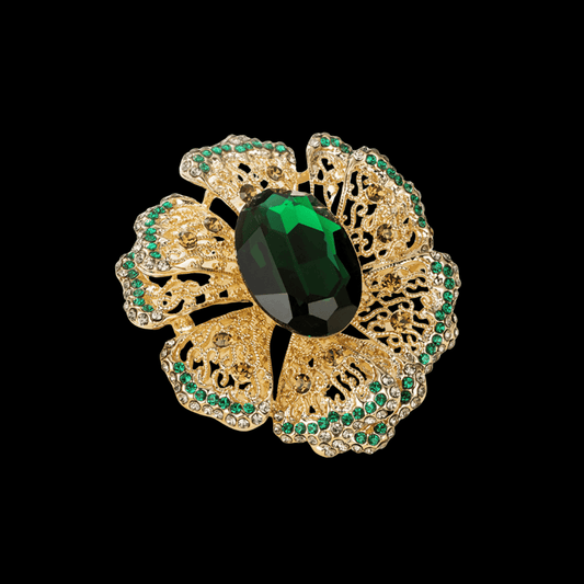 AVELIA Vintage Green Flower Brooch
