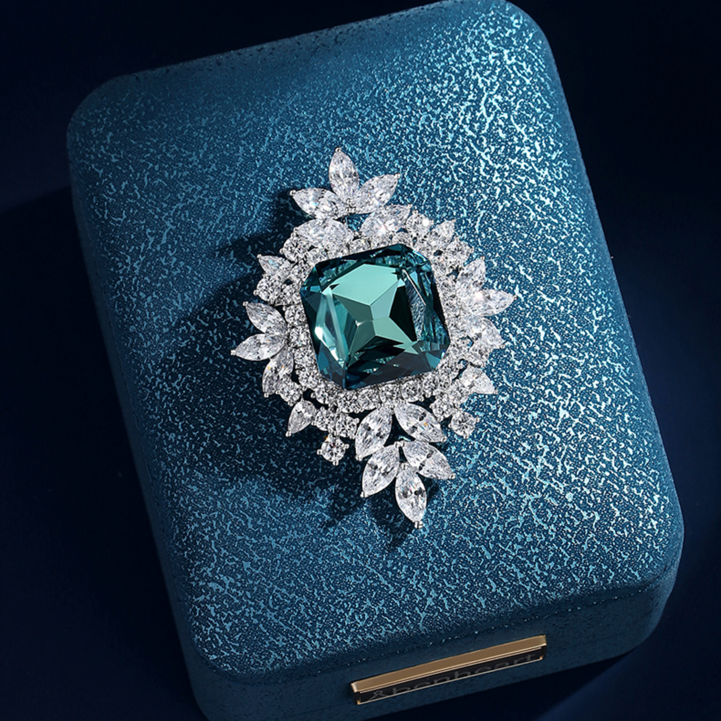 AVELIA Vintage Teal Square Elegance Brooch