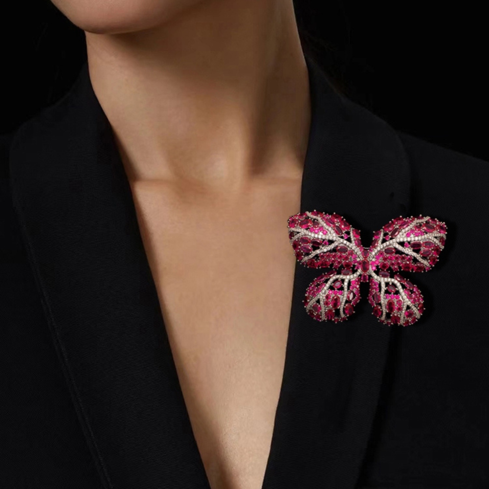 AVELIA Classic Ruby Butterfly Grace Brooch