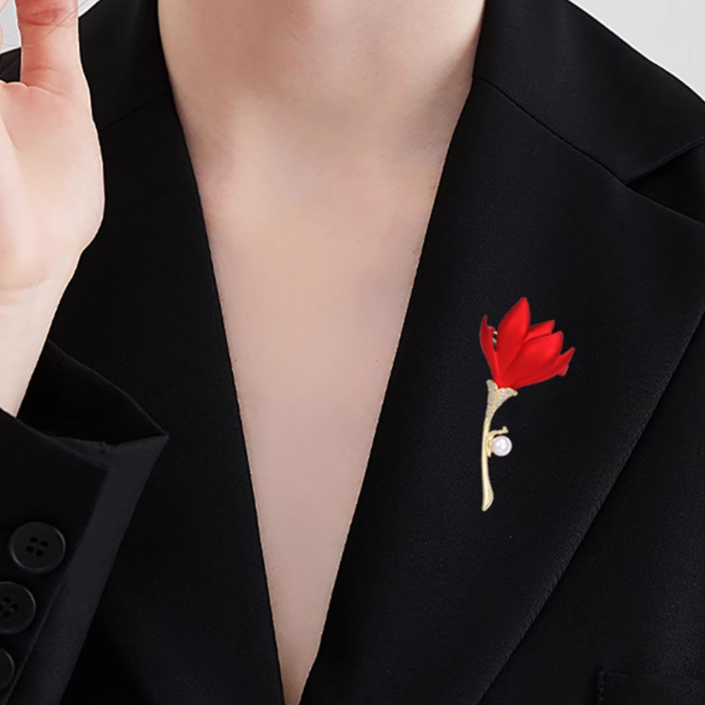 AVELIA Red Rose Brooch