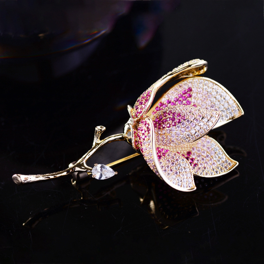 AVELIA Classic Grace Magnolia Floral Brooch