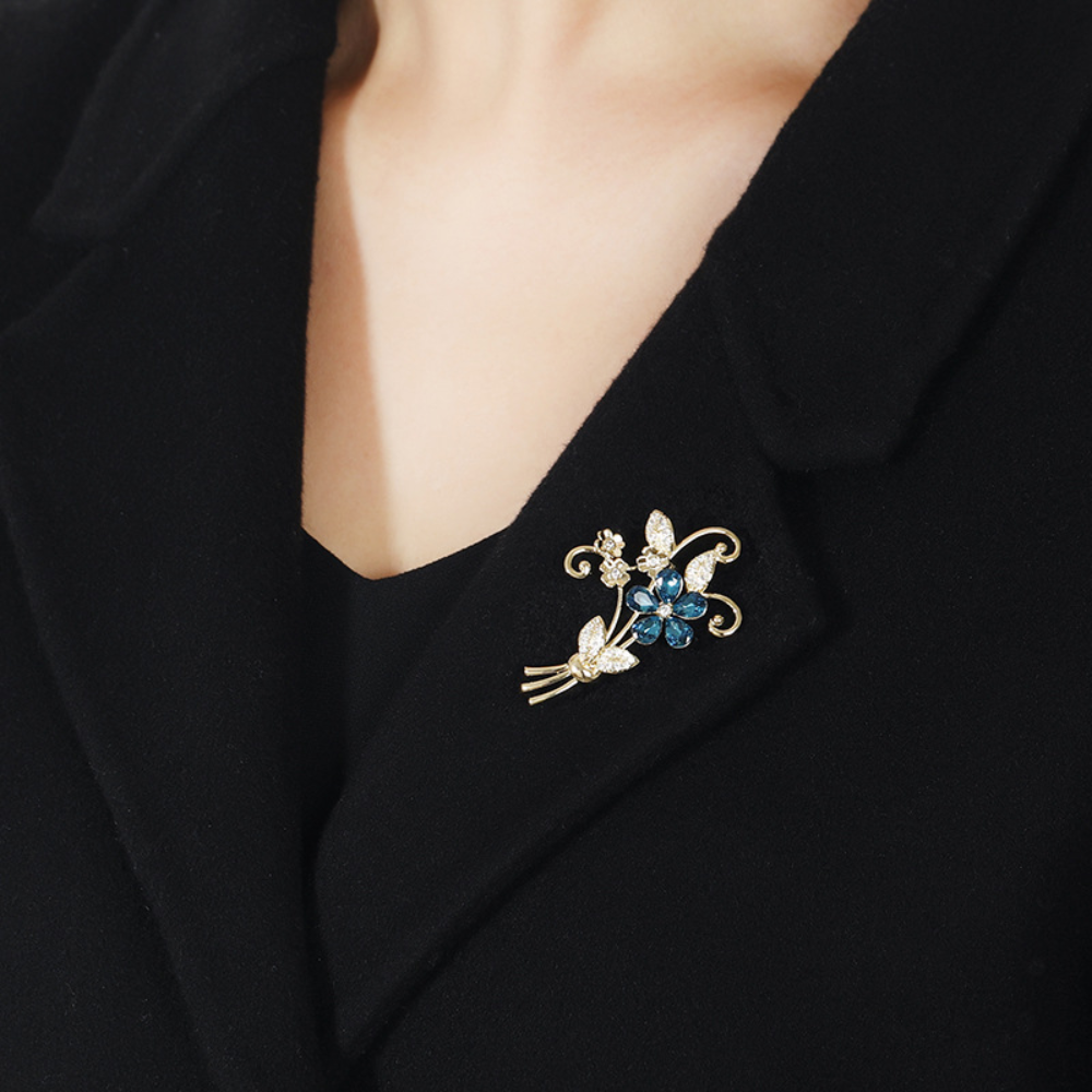 AVELIA Teal Floral Brooch