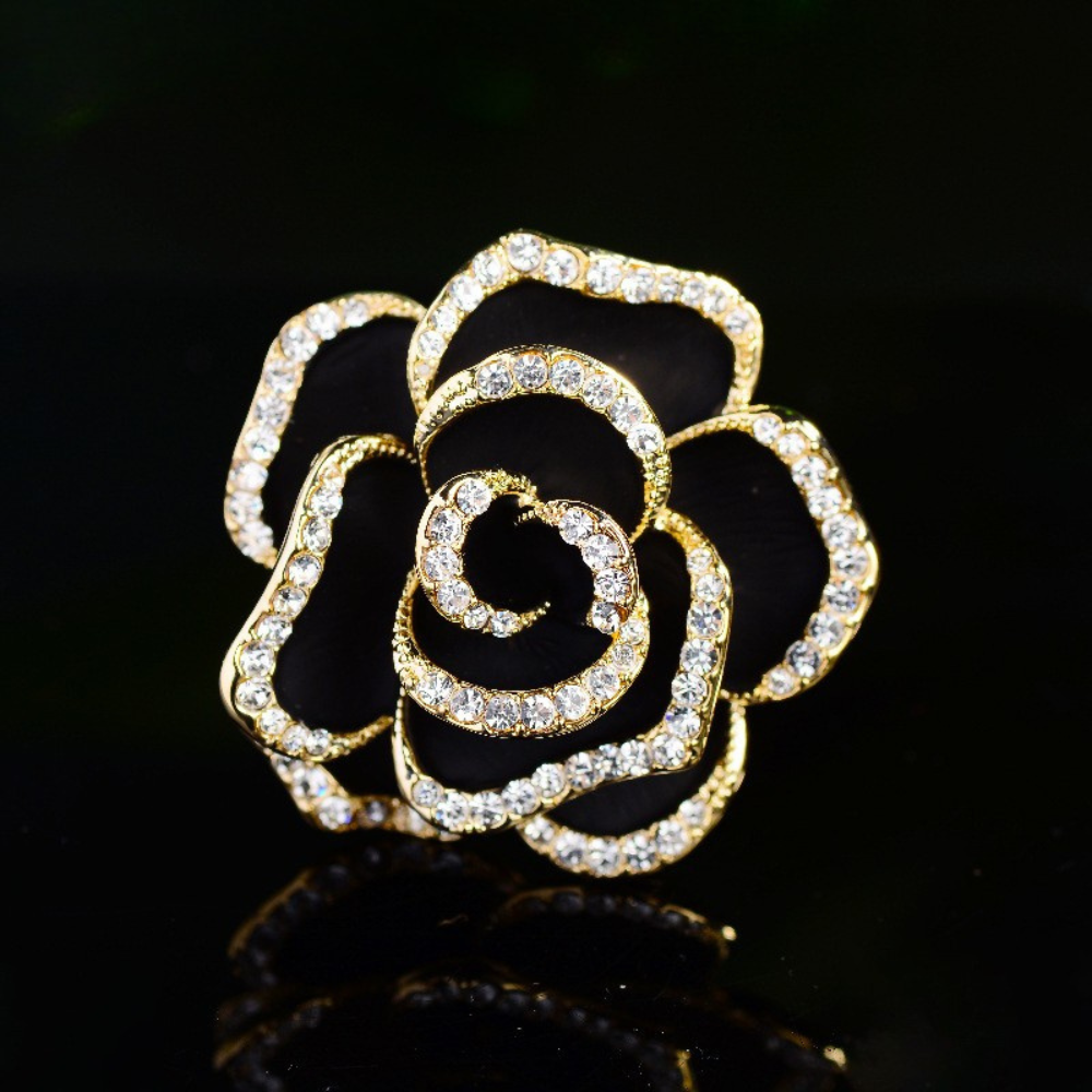 AVELIA Black Flower Brooch