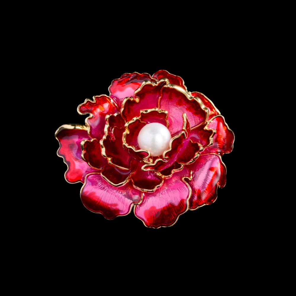 AVELIA Red Flower Brooch