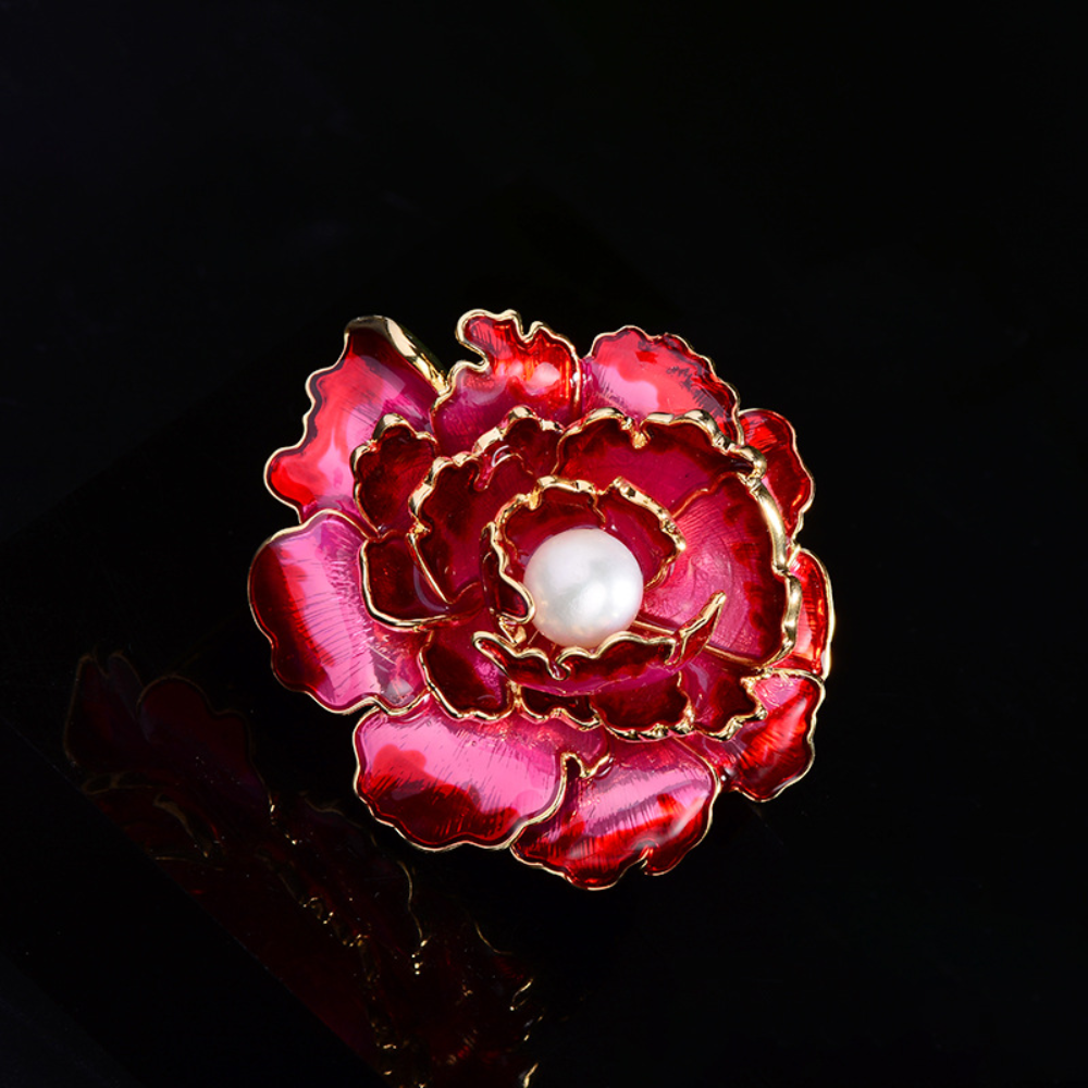 AVELIA Red Flower Brooch