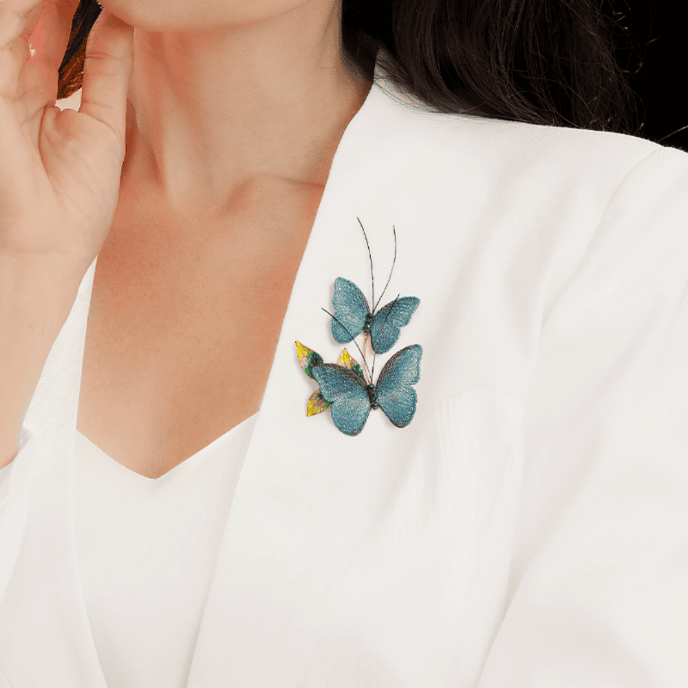 AVELIA Blue Fabric Brooch