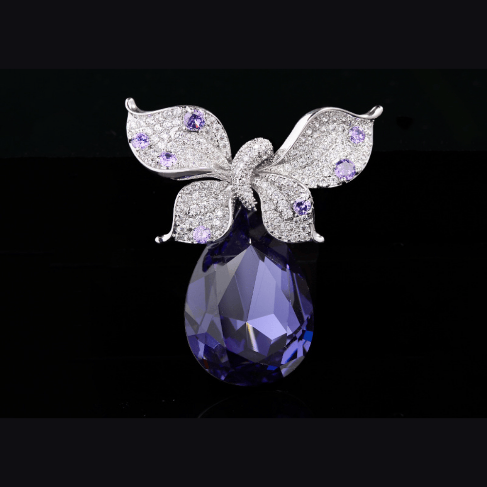 AVELIA Purple Crystal Butterfly Brooch