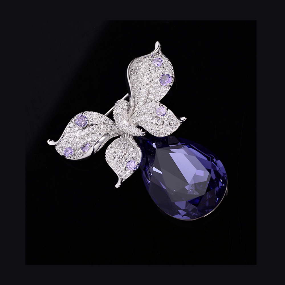 AVELIA Purple Crystal Butterfly Brooch