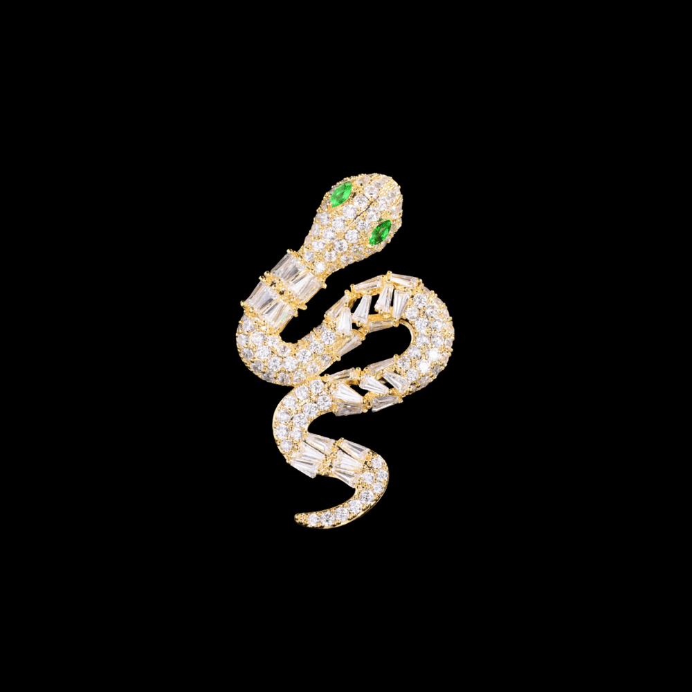 AVELIA Gold Crystal Snake Brooch
