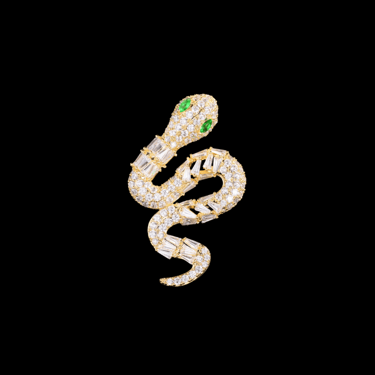 AVELIA Gold Crystal Snake Brooch
