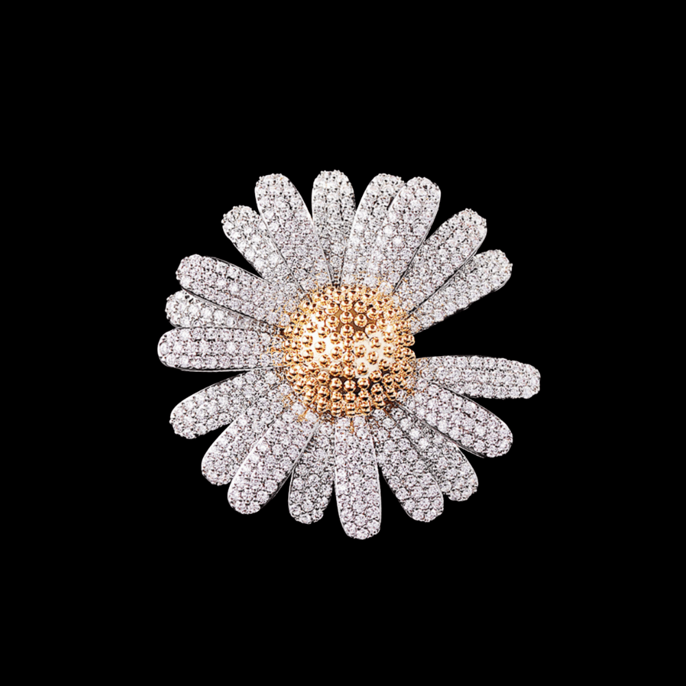 Silver Sunflower Brooch