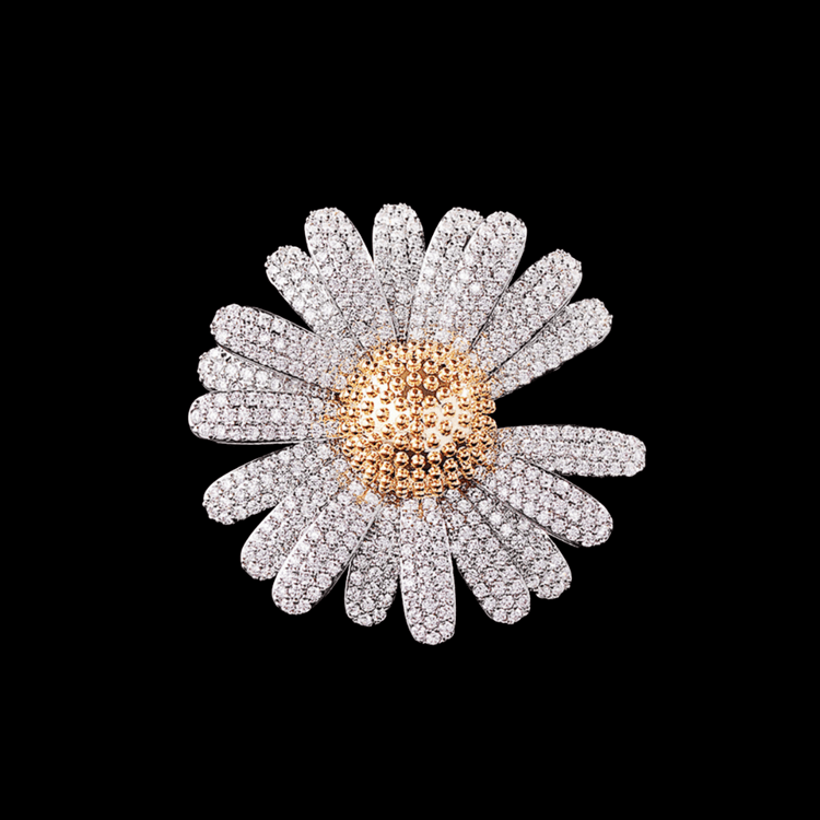 Silver Sunflower Brooch