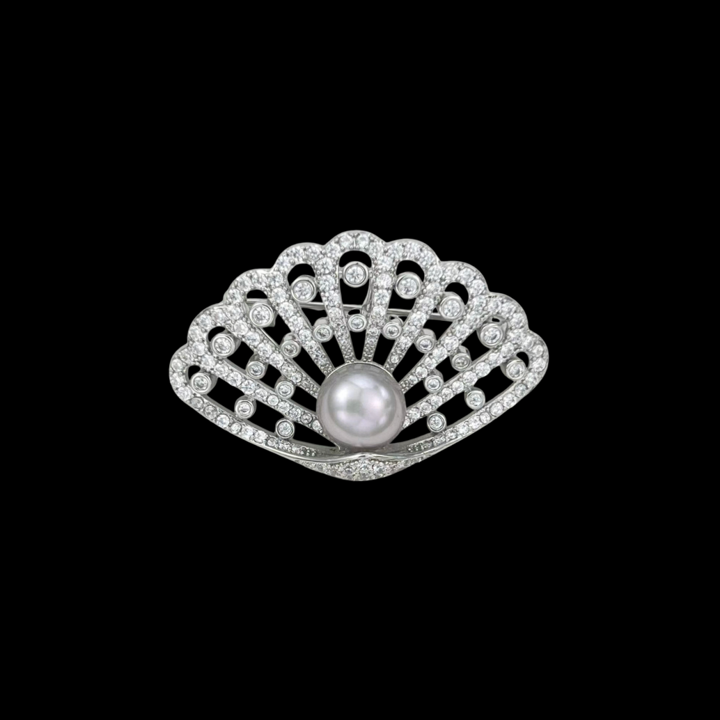 AVELIA Art Deco Crystal Seashell Brooch